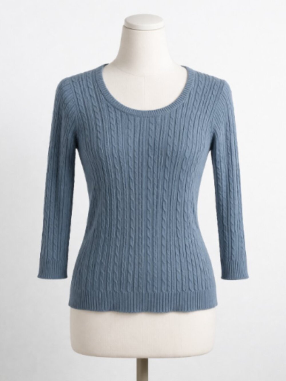blue v neck shirt women size large cable knit scoop neck top casual office wear